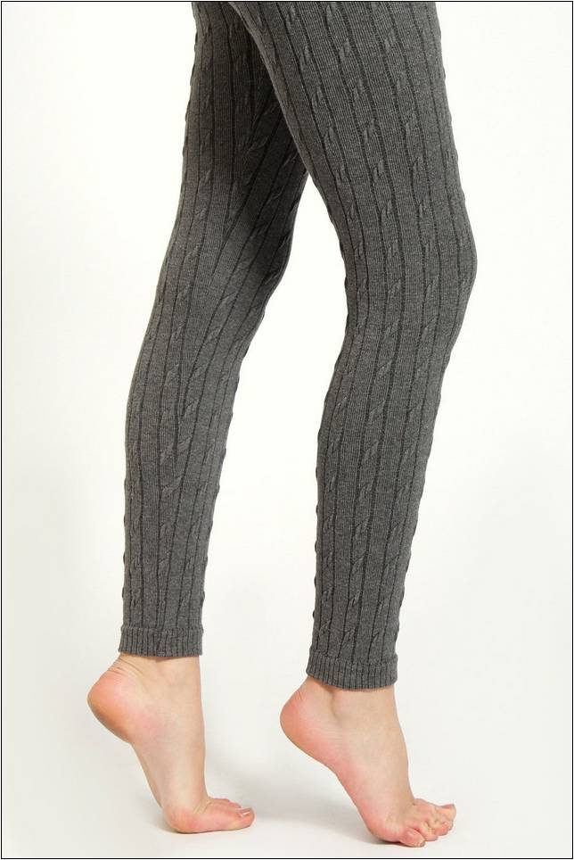 Thick Grey Cable Knit Tights